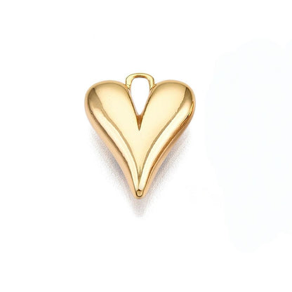 Dainty Elongated Heart Charm, Shiny 18k Gold Plated - SY062