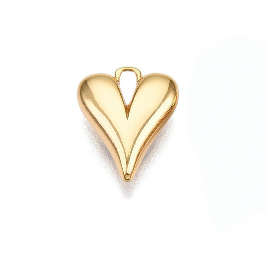 Dainty Elongated Heart Charm, Shiny 18k Gold Plated - SY062