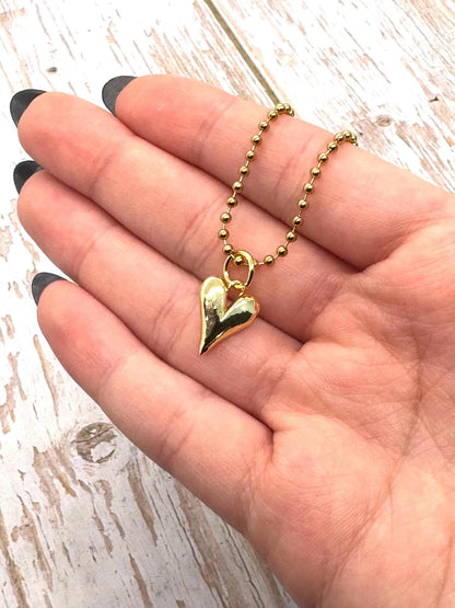 Dainty Elongated Heart Charm, Shiny 18k Gold Plated - SY062