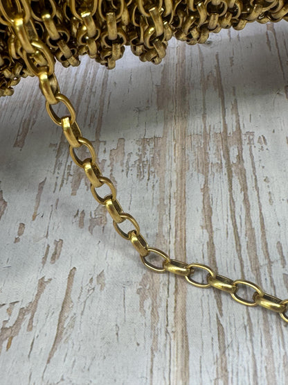 Chaîne Rolo Ovale Lisse, Plaqué Or 18 carats Vieilli - G121-CH