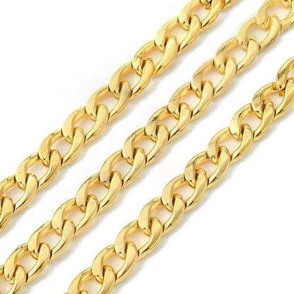 9x6mm Curb Chain, Shiny 18k Gold Plated