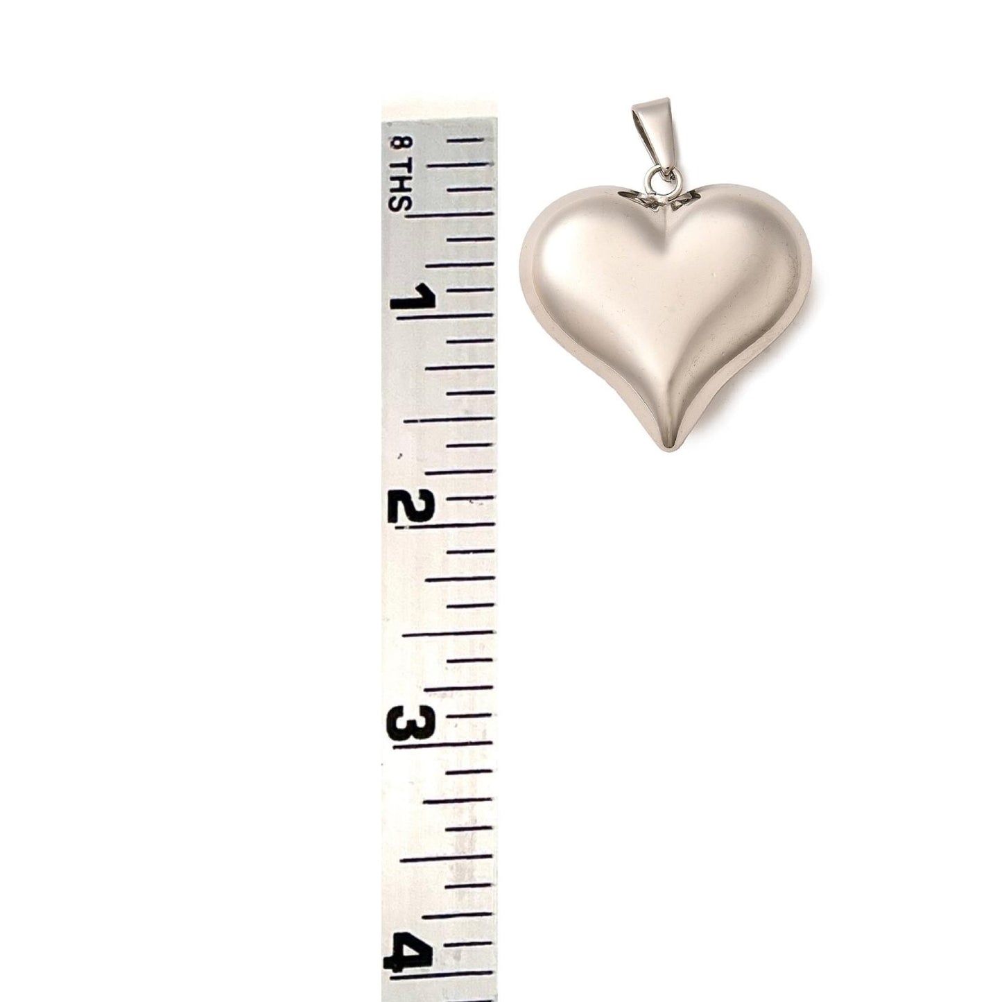 Puffy Heart Charm, Stainless Steel - SS025