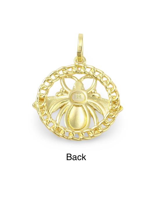 Large Round Bee Charm, Shiny 18k Gold Plated - SY026