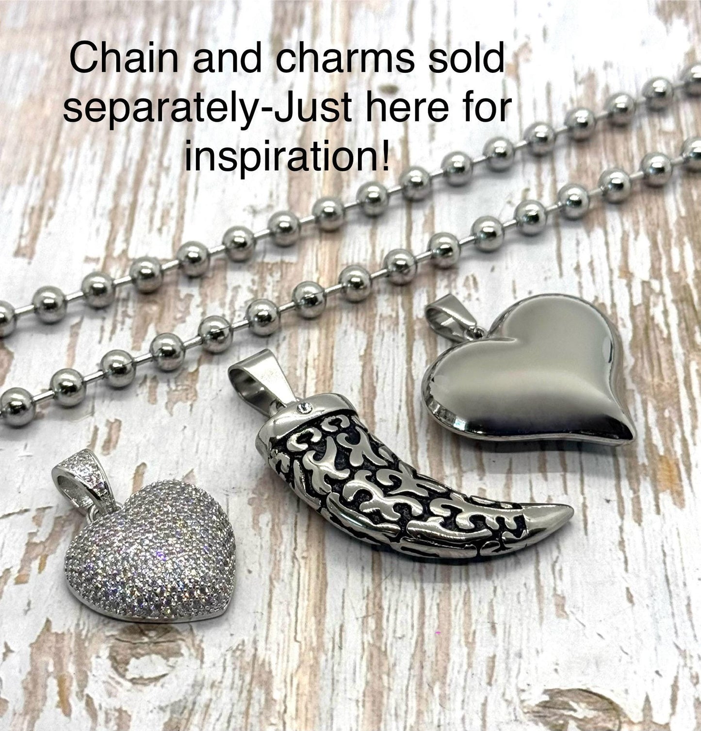 Puffy Heart Charm, Stainless Steel - SS025