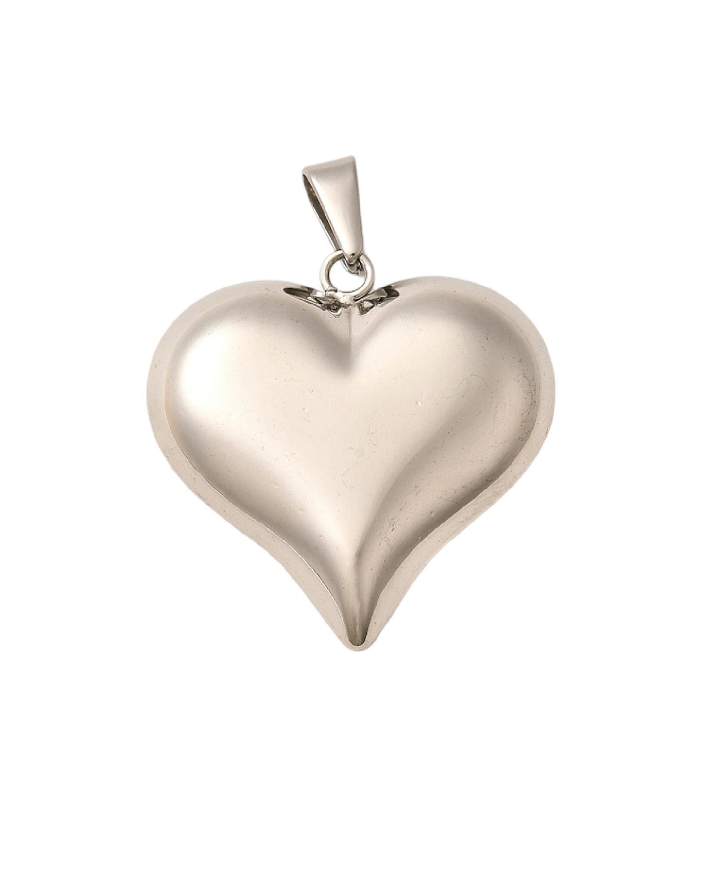 Puffy Heart Charm, Stainless Steel - SS025
