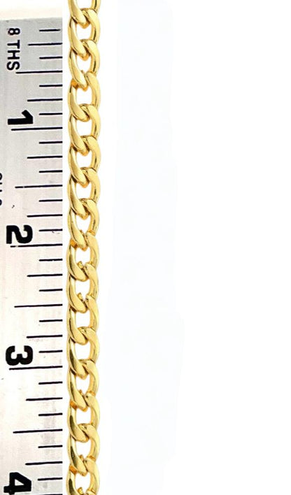 9x6mm Curb Chain, Shiny 18k Gold Plated