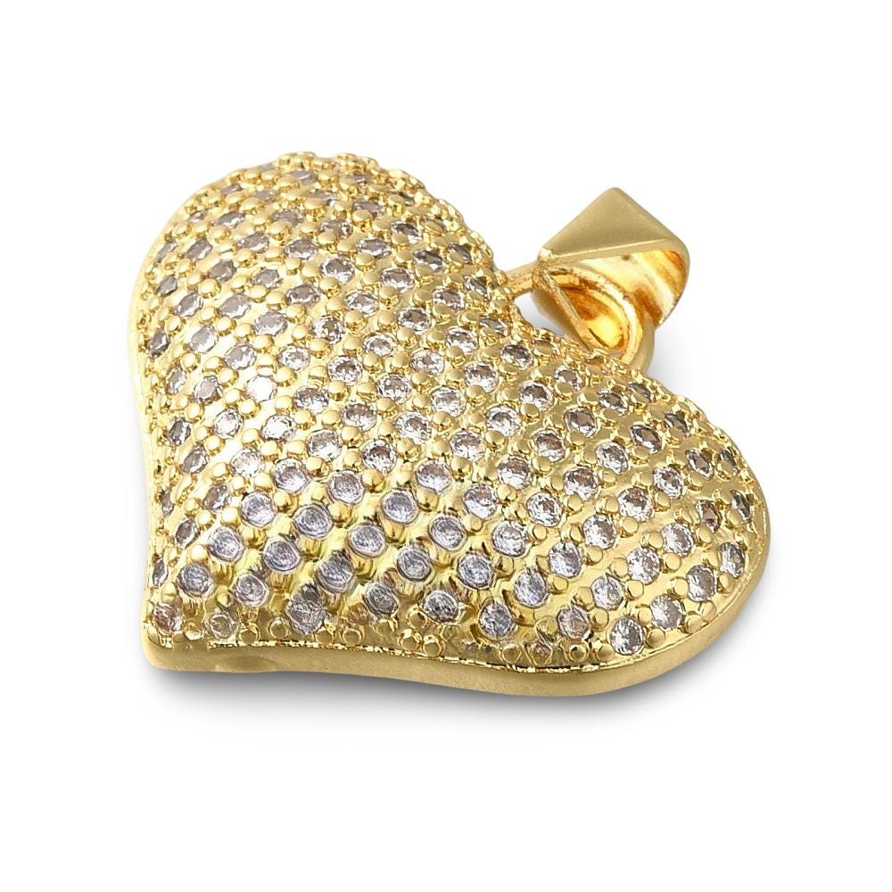 Micro Pave Heart Pendant, 18k Gold Plated - SY072
