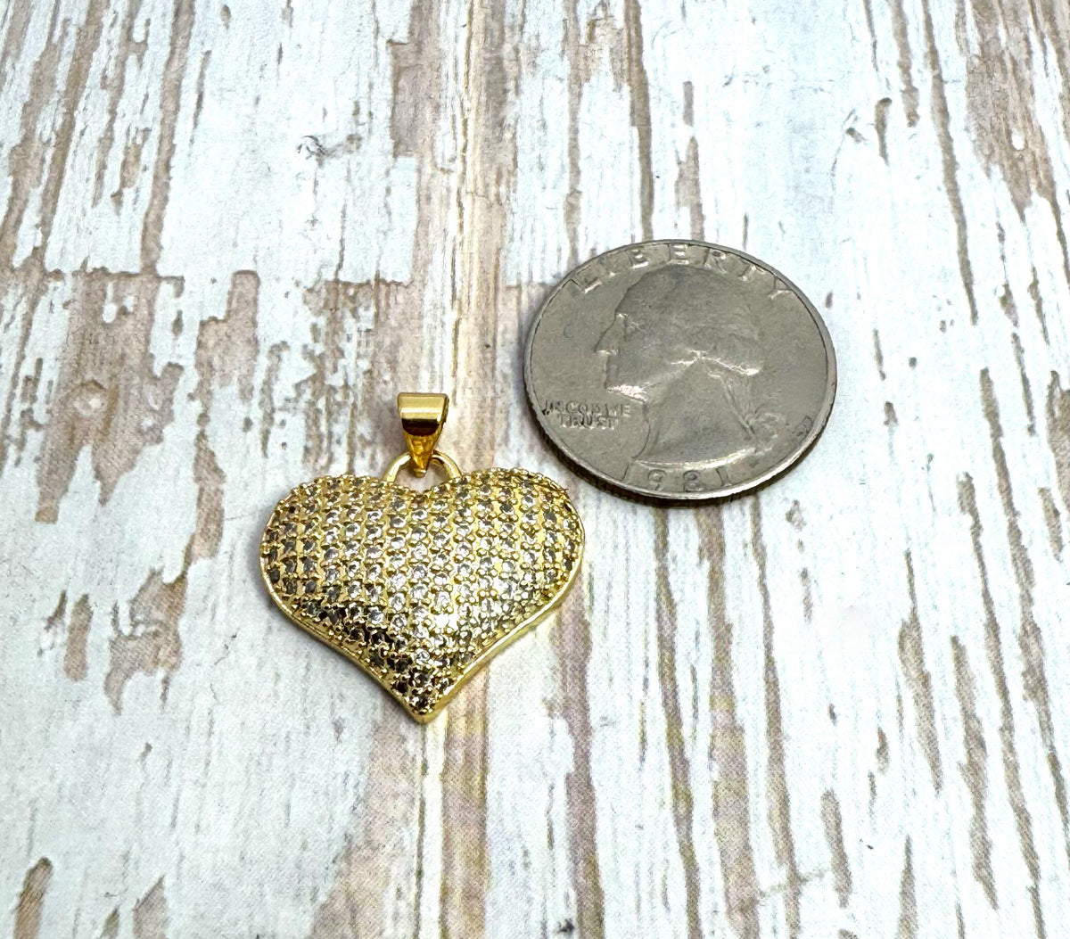 Micro Pave Heart Pendant, 18k Gold Plated - SY072
