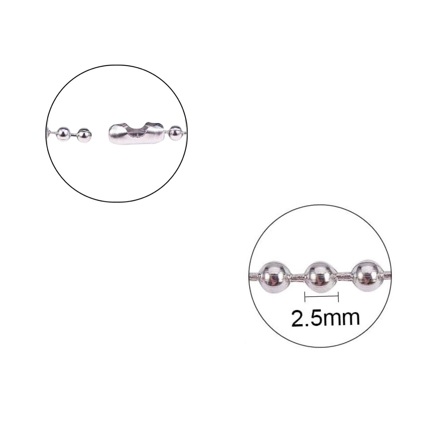 2.5mm Ball Chain, Stainless Steel