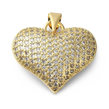Micro Pave Heart Pendant, 18k Gold Plated - SY072