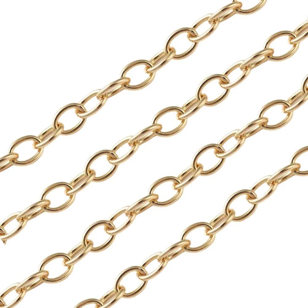 Smooth Oval Cable Chain, Shiny 18k Gold Plated