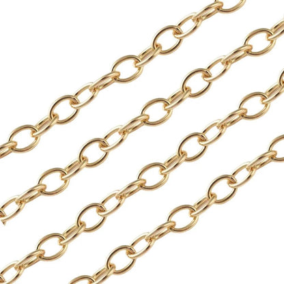 Smooth Oval Cable Chain, Shiny 18k Gold Plated