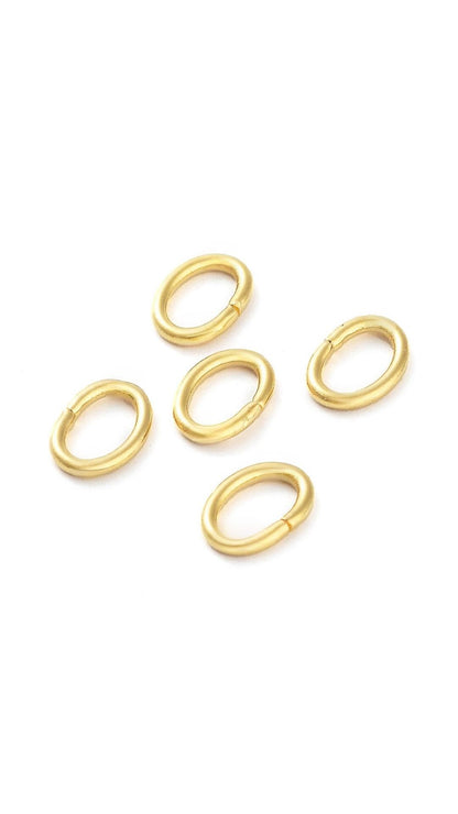 Oval 5x7mm 18 Gauge Jump Rings, 50 Units, Shiny 18k Gold Plated - G013-JR