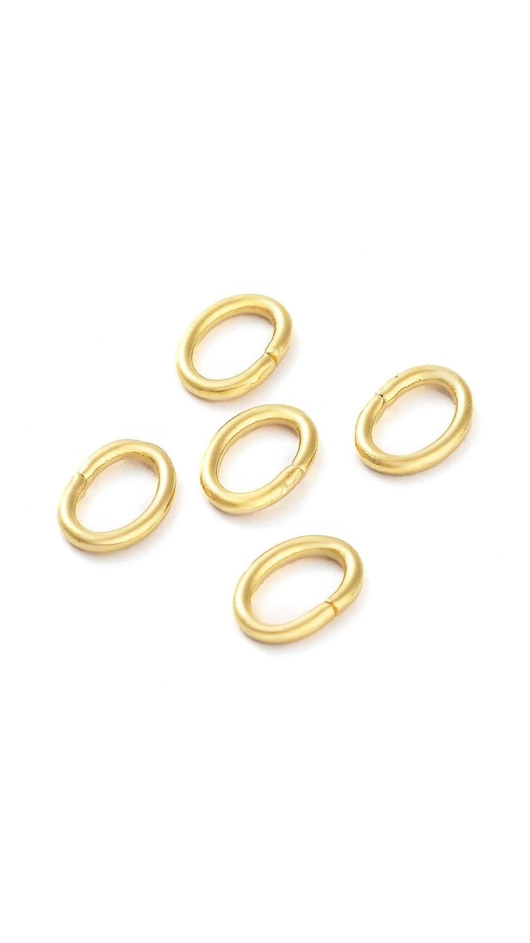 Oval 5x7mm 18 Gauge Jump Rings, 50 Units, Shiny 18k Gold Plated - G013-JR