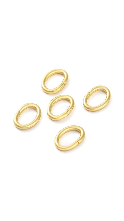 Oval 5x7mm 18 Gauge Jump Rings, 50 Units, Shiny 18k Gold Plated - G013-JR