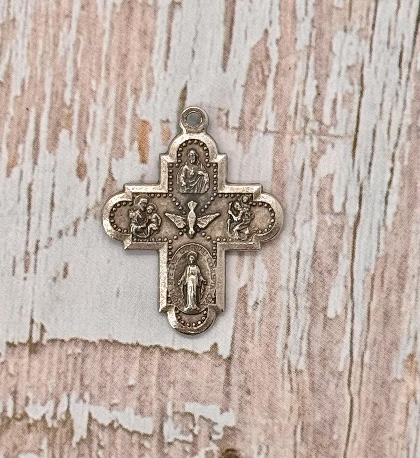 Double-Sided Ornate Cross Charm, Antiqued Pewter - PT387