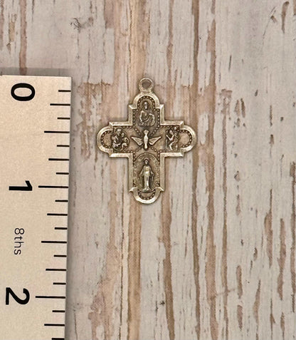 Double-Sided Ornate Cross Charm, Antiqued Pewter - PT387
