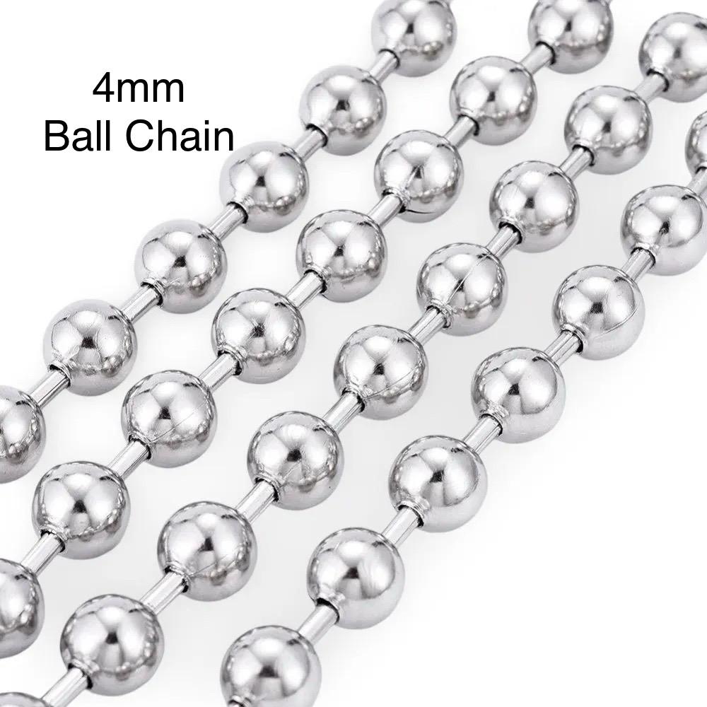 4mm Ball Chain, Stainless Steel