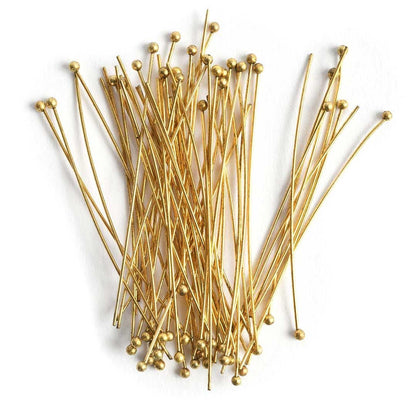 50mm Ball Head Pins (Set of 50), Satin 18K Gold Plated - ST354