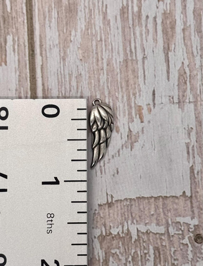 Small Angel Wing Charm, Antiqued Pewter - PT405