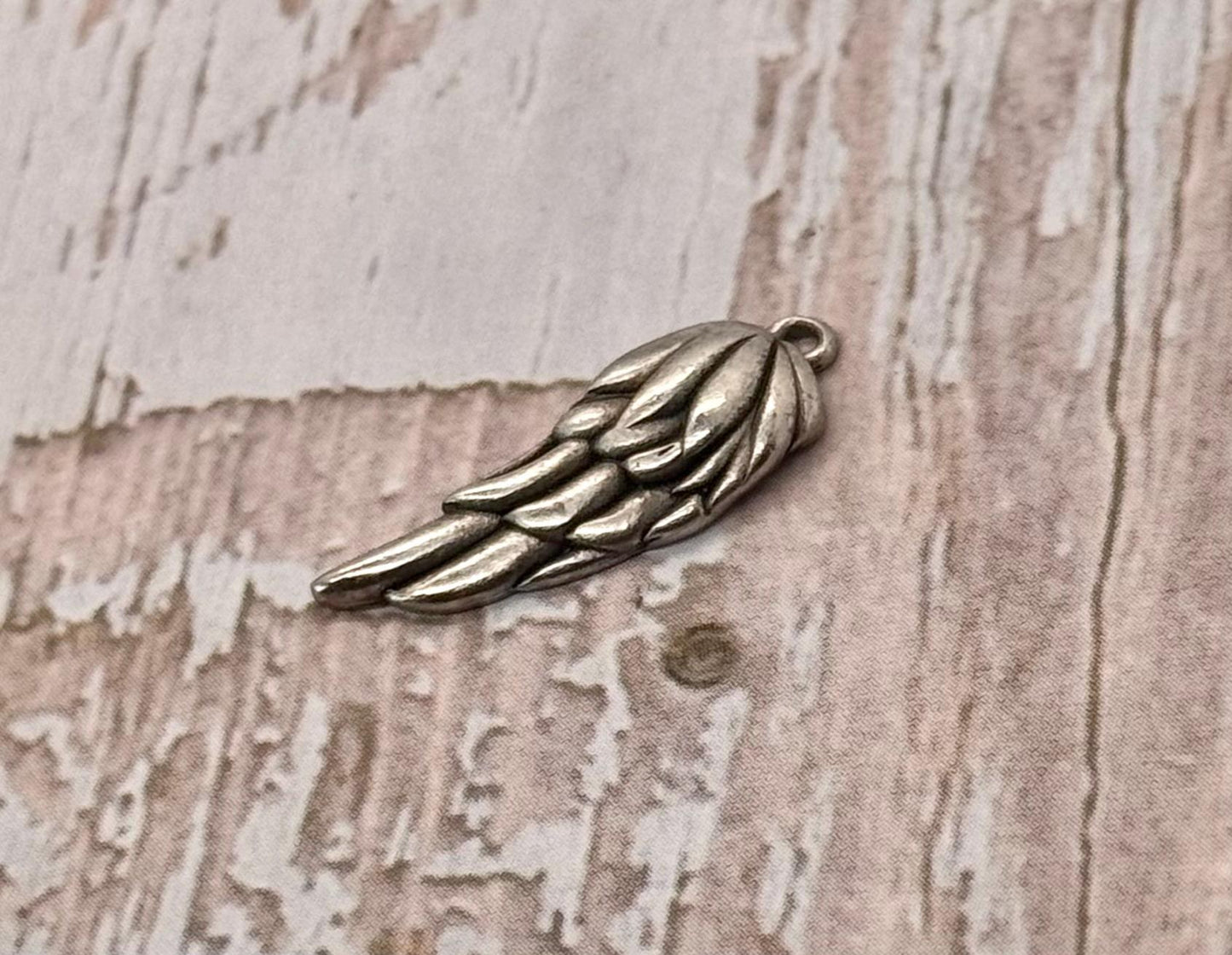 Small Angel Wing Charm, Antiqued Pewter - PT405