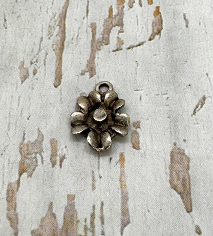 Small Modern Flower Charm, Antiqued Pewter - PT401