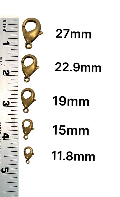 Multiple Sizes Lobster Clasp, Antiqued 18K Gold Plated