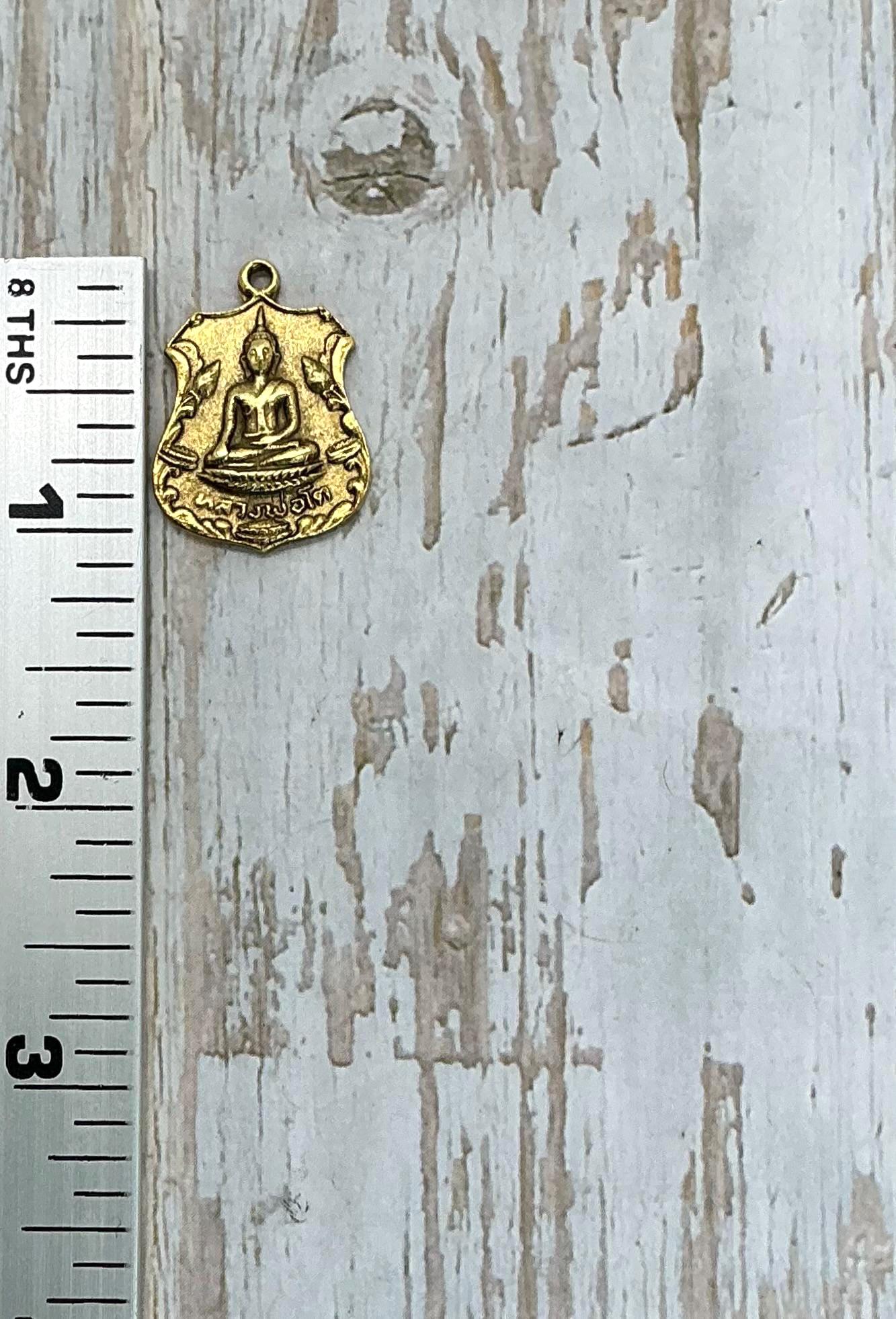 Médaillon Bouddha, plaqué or 18 carats vieilli - AG025