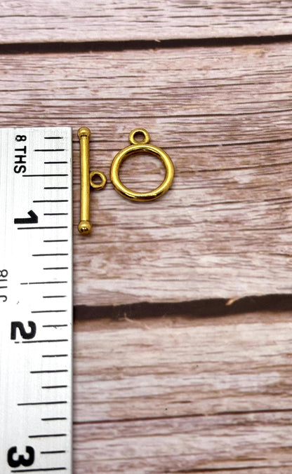 Round Toggle Clasp, Antiqued 18k Gold Plated - AG597