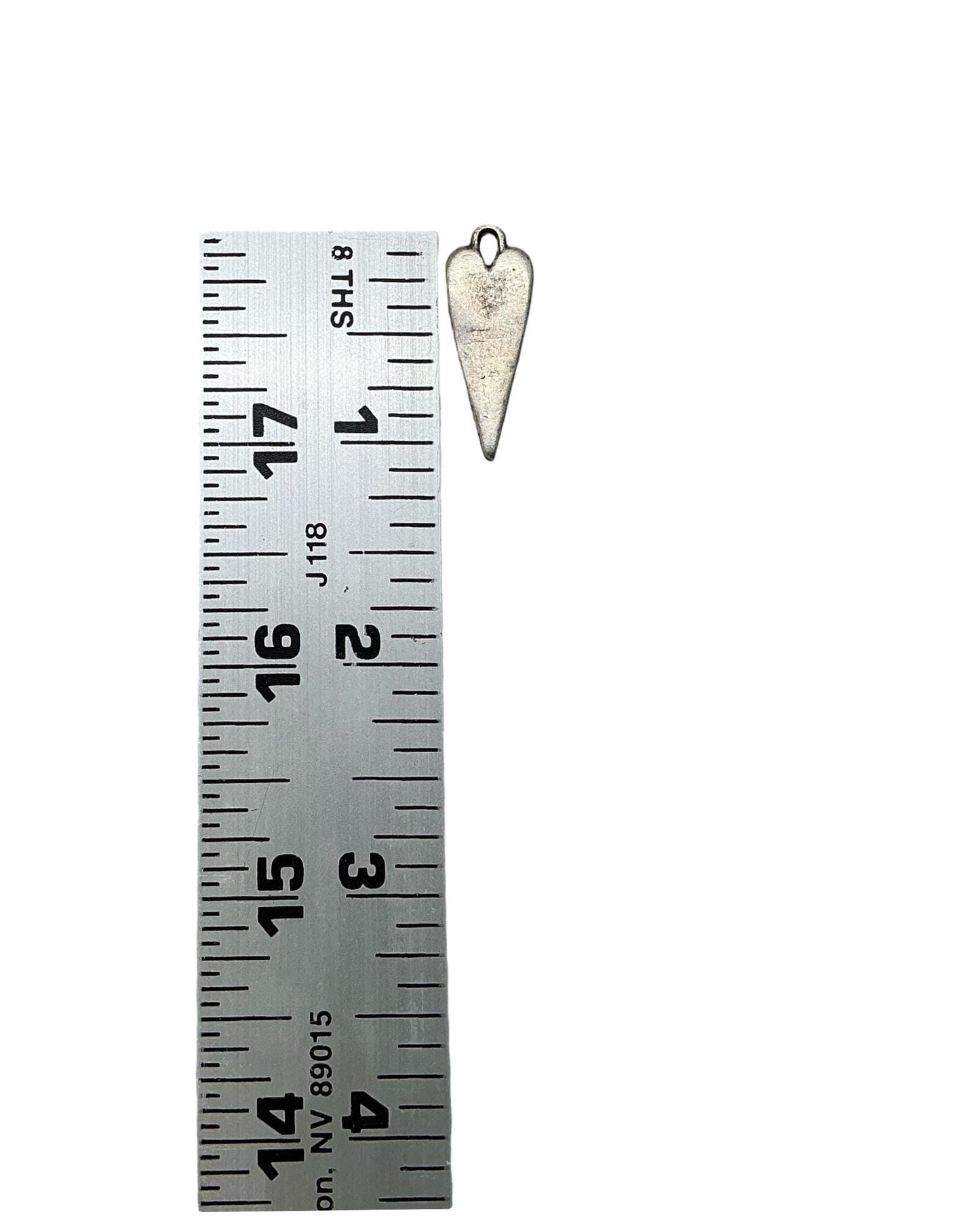 Elongated Heart Charm, Antiqued Pewter - PT394