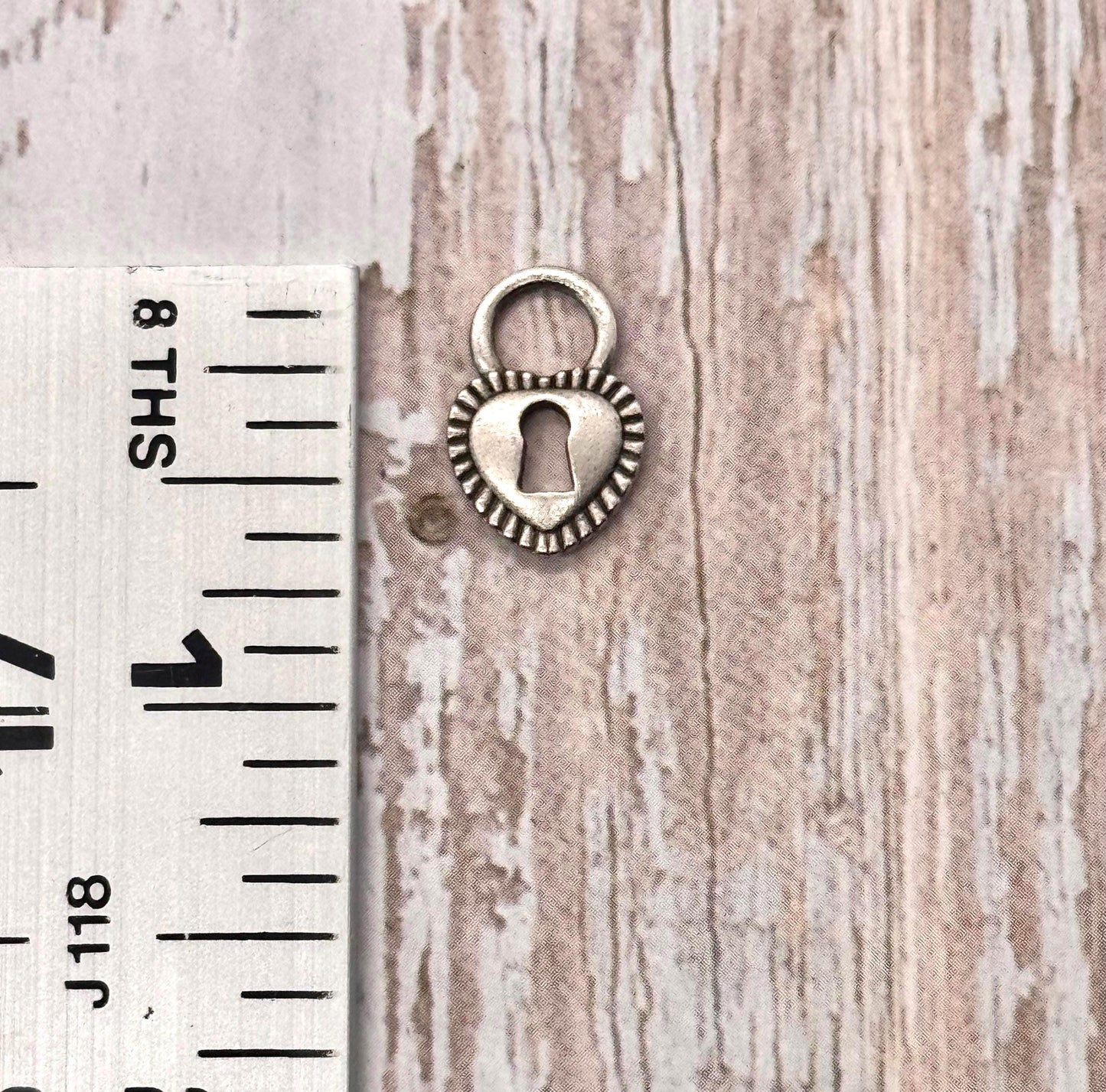 Small Heart Padlock Charm, Antiqued Pewter - PT391