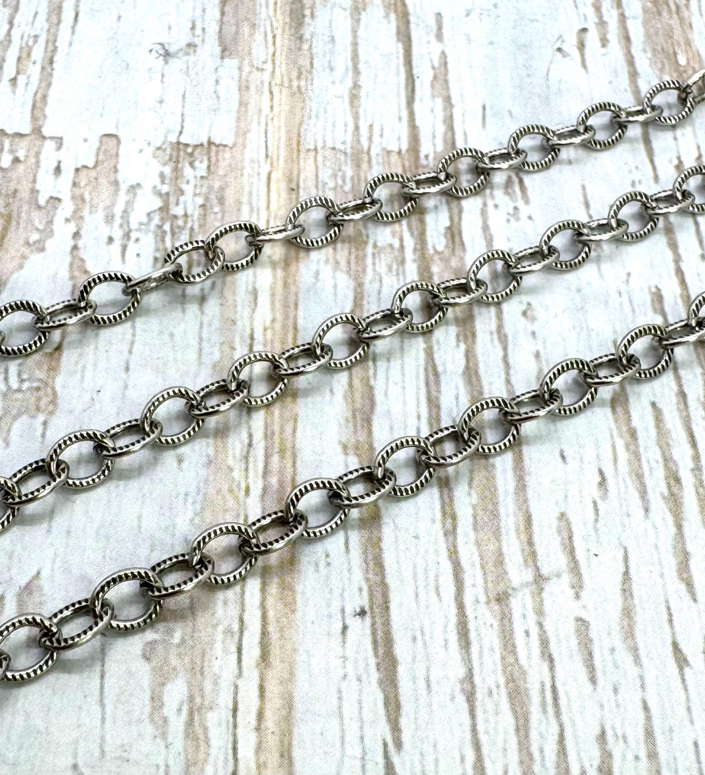 Dainty Textured Cable Chain, Antiqued Pewter Plated - P049-CH