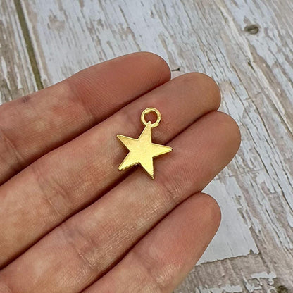 Star Charms (Set of 2), Satin 18k Gold Plated - ST210