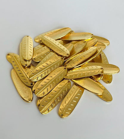 Large Feather Pendant, Satin 18k Gold Plated - ST217