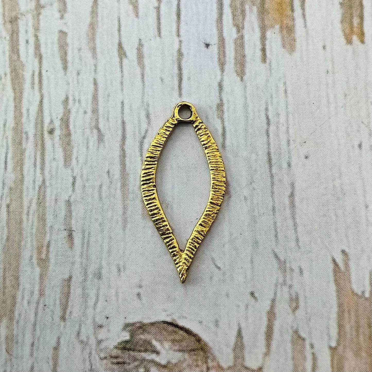 Ridged Teardrop Loops (Set of 2), Antiqued 18k Gold Plated - AG044