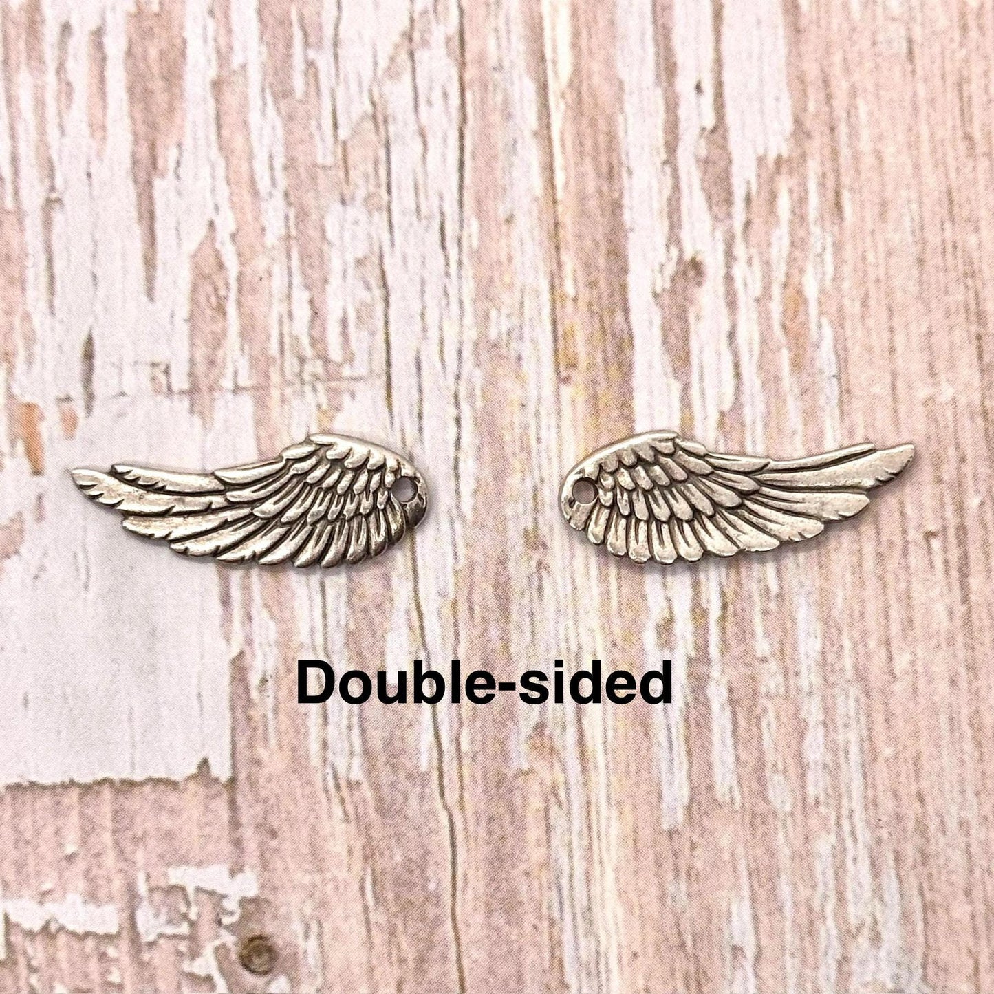 Large Angel Wing Charm, Antiqued Pewter - PT395
