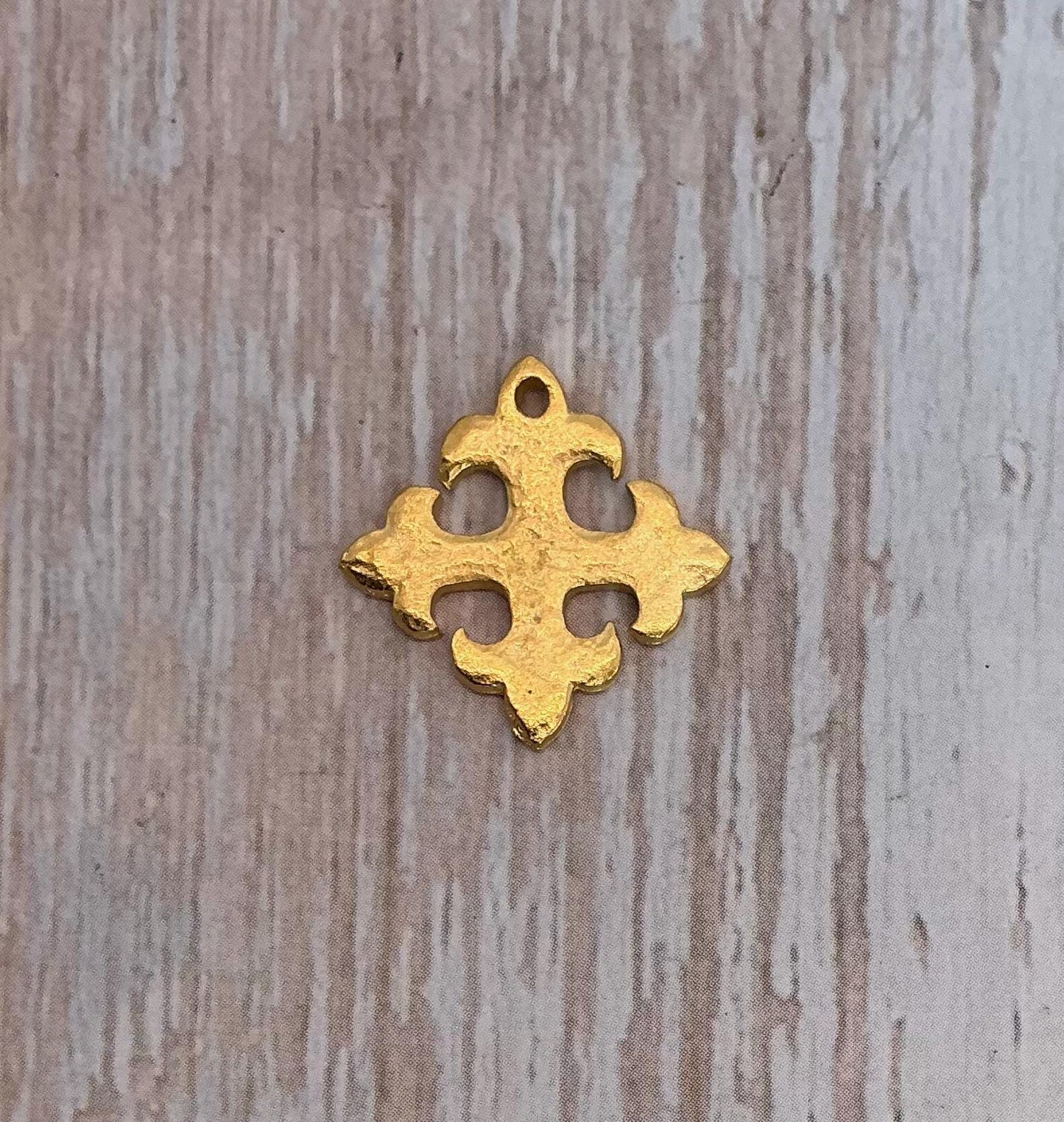 Fleury Cross Charm, Satin 18K Gold Plated - ST208