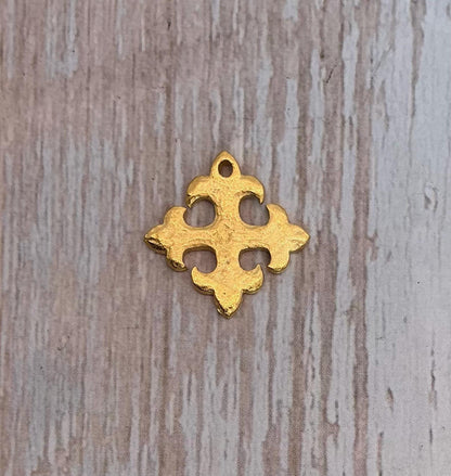 Fleury Cross Charm, Satin 18K Gold Plated - ST208
