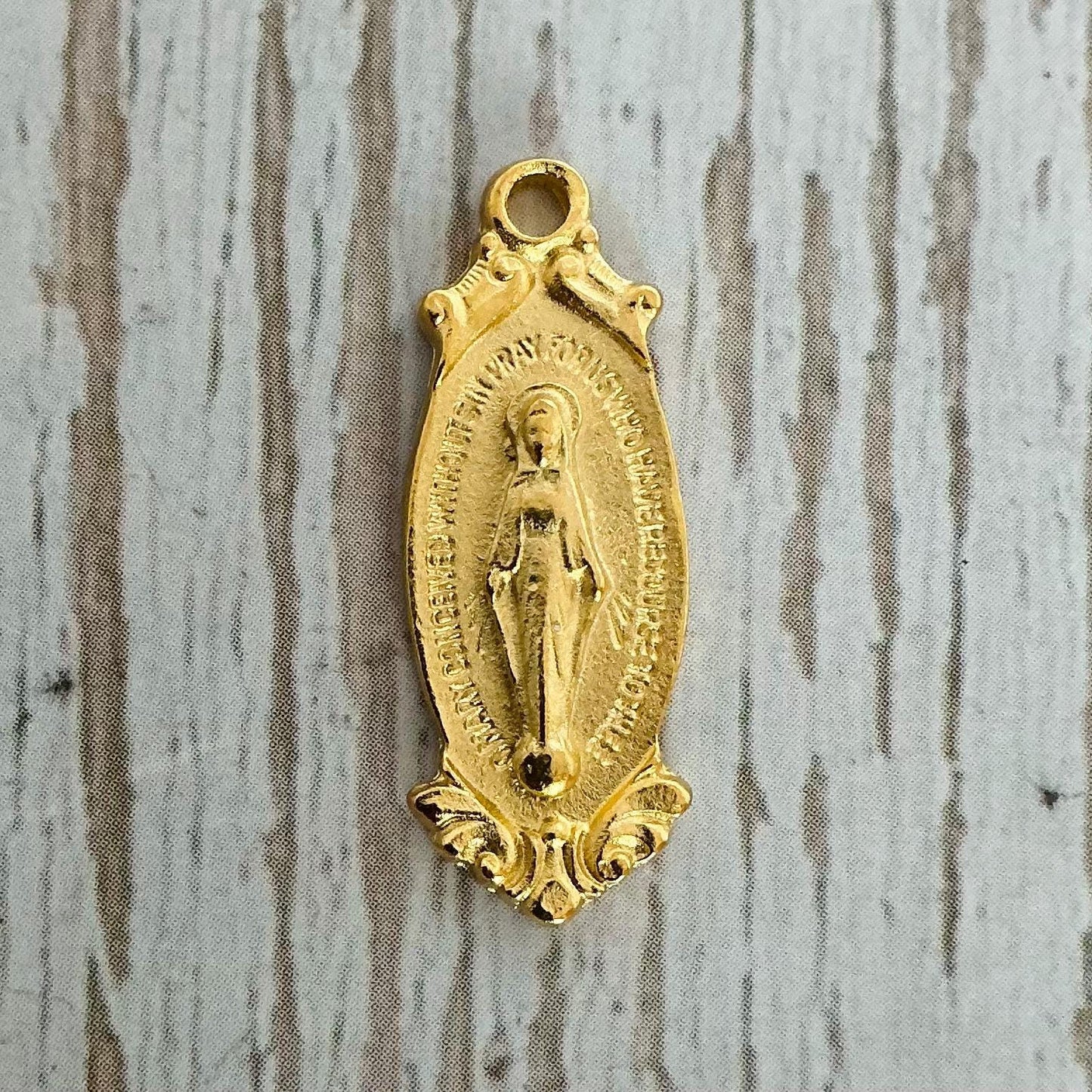 Mother Mary Medallion, Satin 18K Gold Plated - ST213