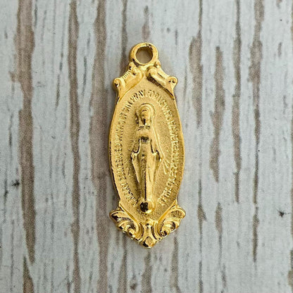 Mother Mary Medallion, Satin 18K Gold Plated - ST213