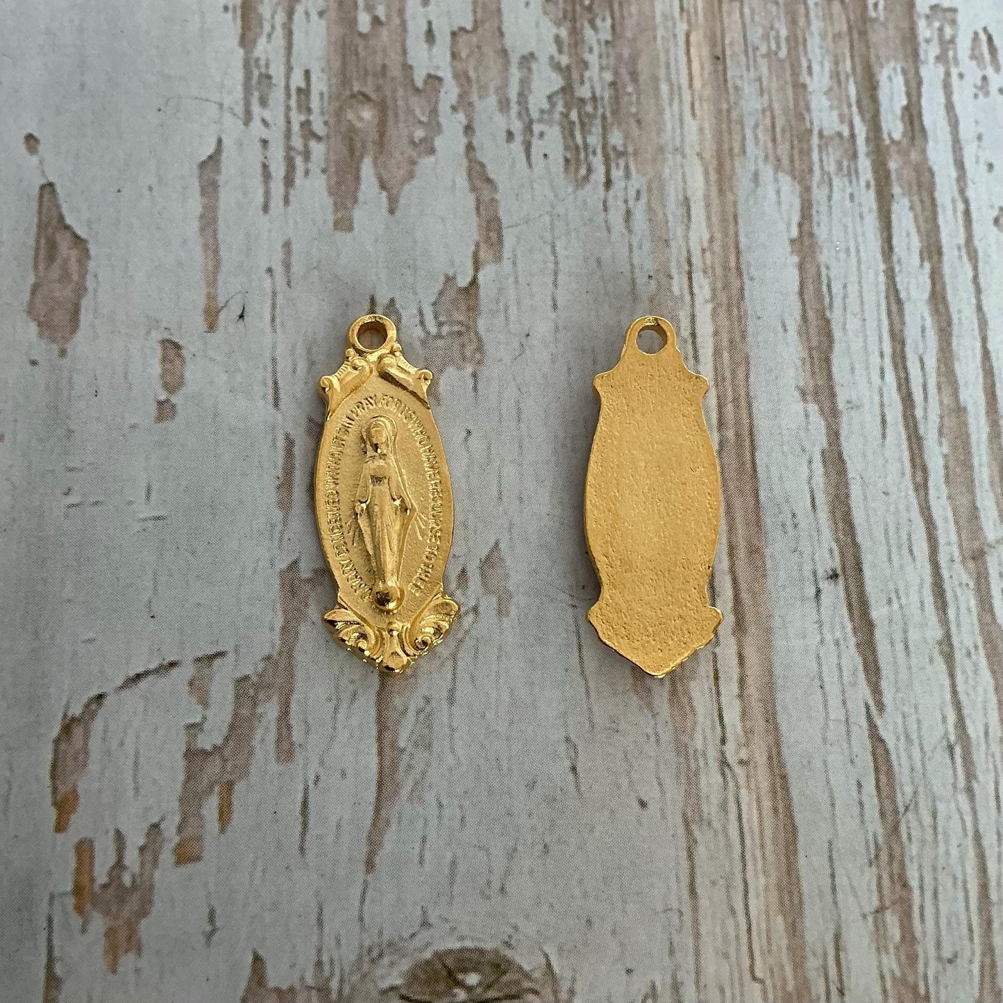Mother Mary Medallion, Satin 18K Gold Plated - ST213