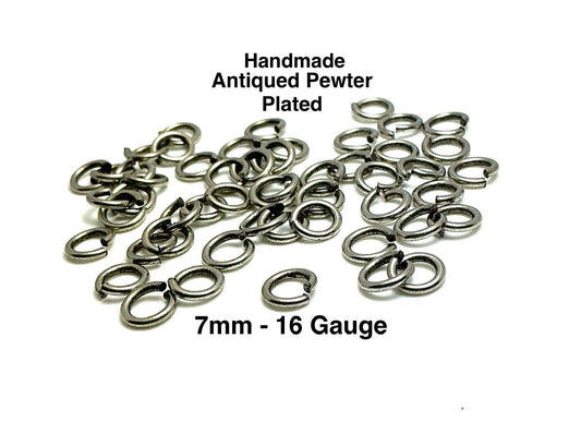 7mm 16 Gauge Bulk Jump Rings by Weight, Antiqued Pewter Plated - P037-JR
