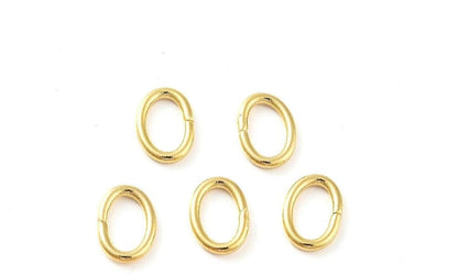 Oval 5x7mm 18 Gauge Jump Rings, 50 Units, Shiny 18k Gold Plated - G013-JR