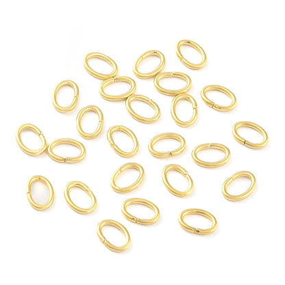 Oval 5x7mm 18 Gauge Jump Rings, 50 Units, Shiny 18k Gold Plated - G013-JR