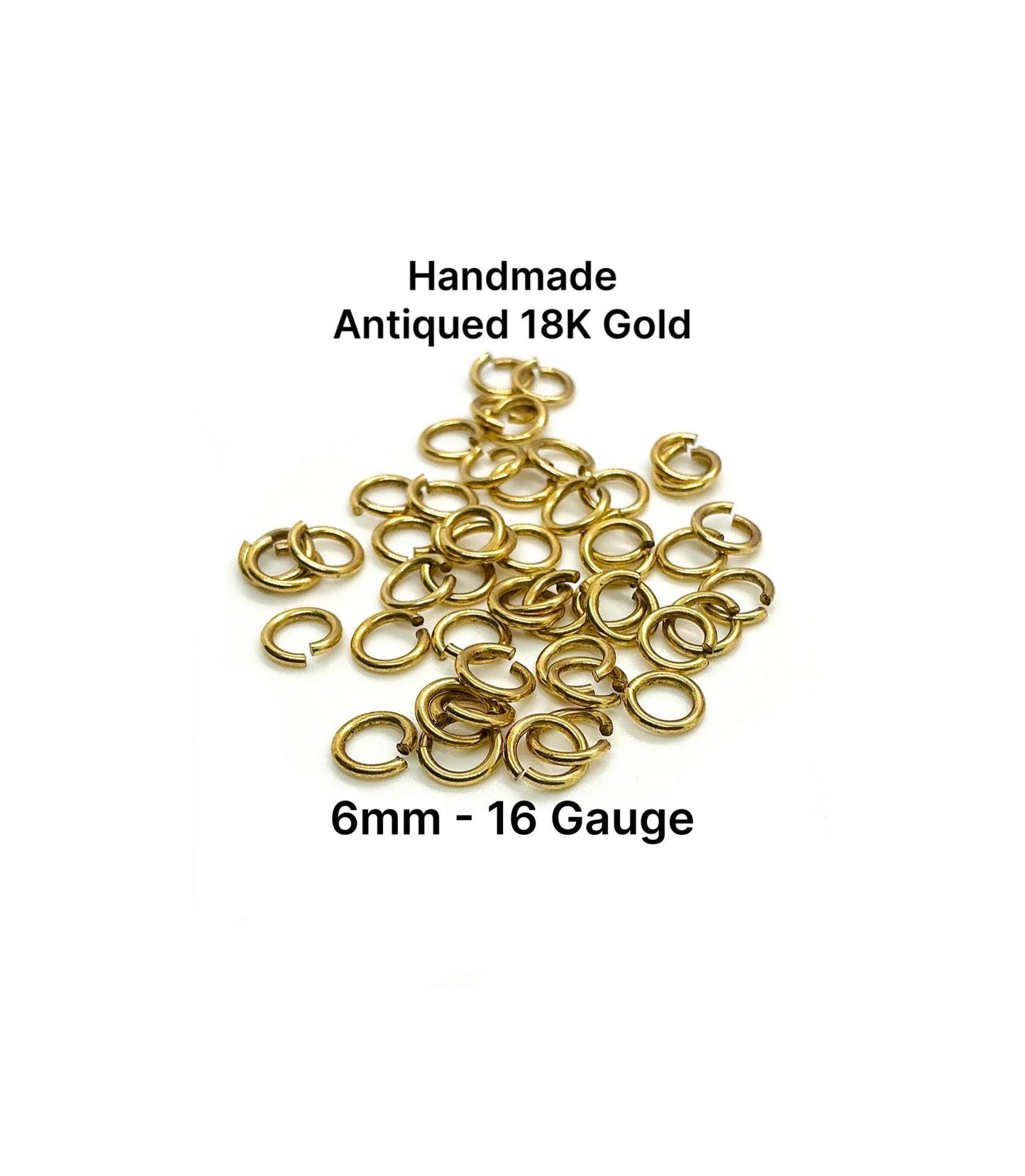6mm 16 Gauge Jump Rings by Weight, Antiqued 18k Gold Plated - A029-JR