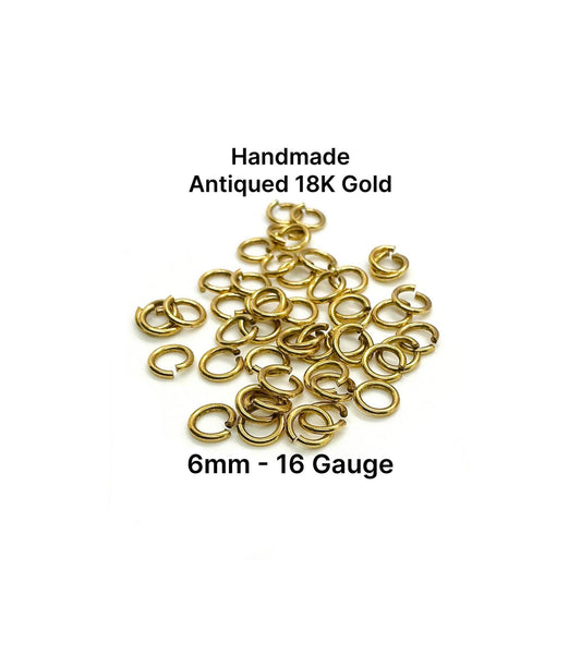 Anillas de 6 mm y calibre 16 por peso, bañadas en oro envejecido de 18k - A029-JR