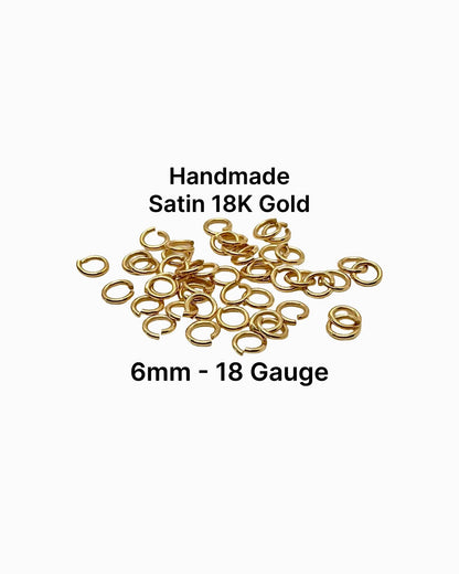 6mm 18 Gauge Bulk Jump Rings by Weight, Satin 18K Gold Plated -T042-JR