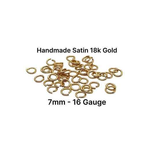 7mm 16 Gauge Bulk Jump Rings by Weight, Satin 18k Gold Plated - T044-JR