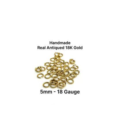 5mm 18 Gauge Jump Rings, Antiqued 18K Gold Plated - A026-JR