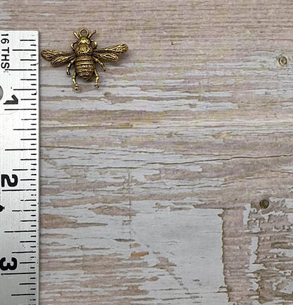 Breloque double face Abeille Reine, plaqué or 18 carats vieilli - AG586